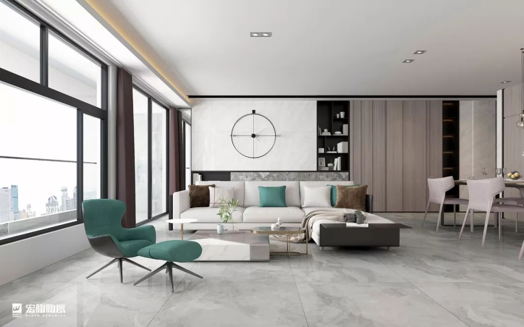 伟德BETVLCTOR1946始于英国客厅 900×1800mm大板瓷砖效果图