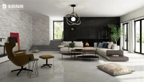 伟德BETVLCTOR1946始于英国客厅灰色瓷砖效果图