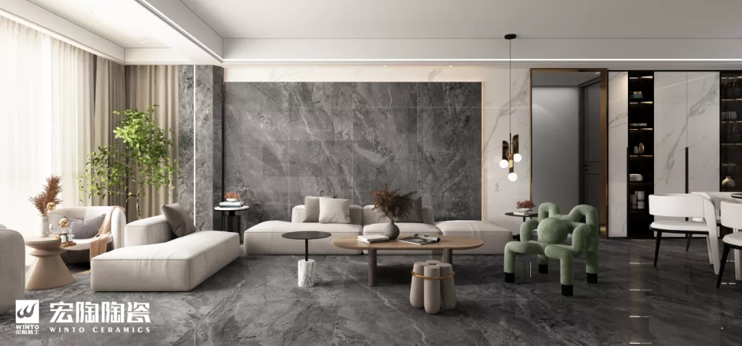 6-TPG2690F003 900×2650×6mm灰色系瓷砖装建成效图