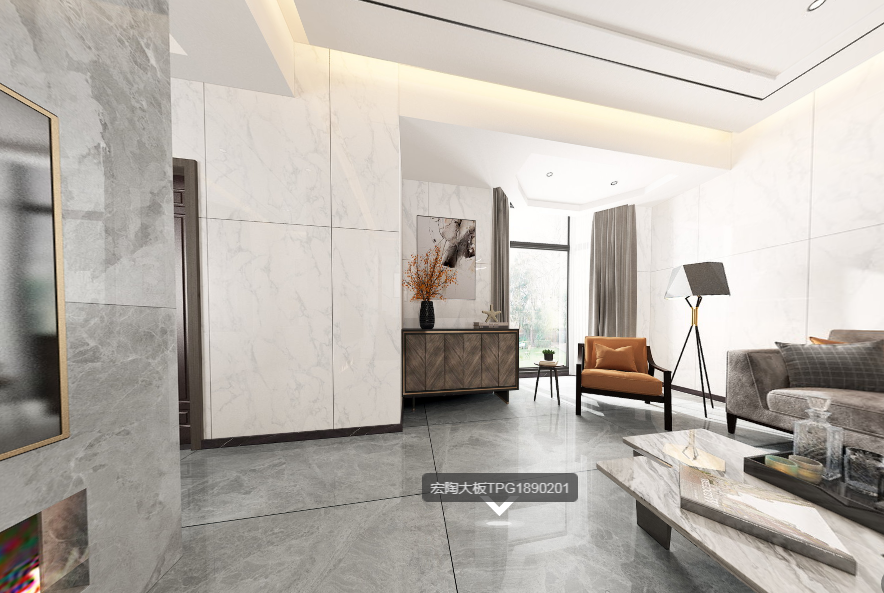 伟德BETVLCTOR1946始于英国陶瓷大板客厅地砖装修效果图