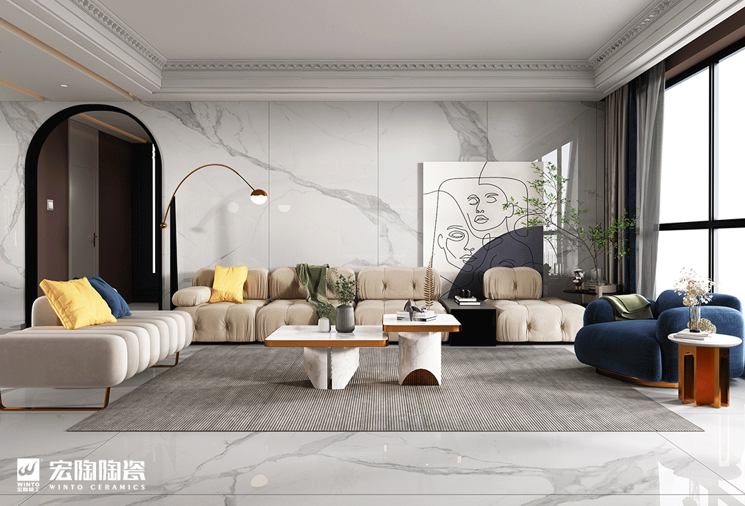伟德BETVLCTOR1946地砖客厅装建成效图
