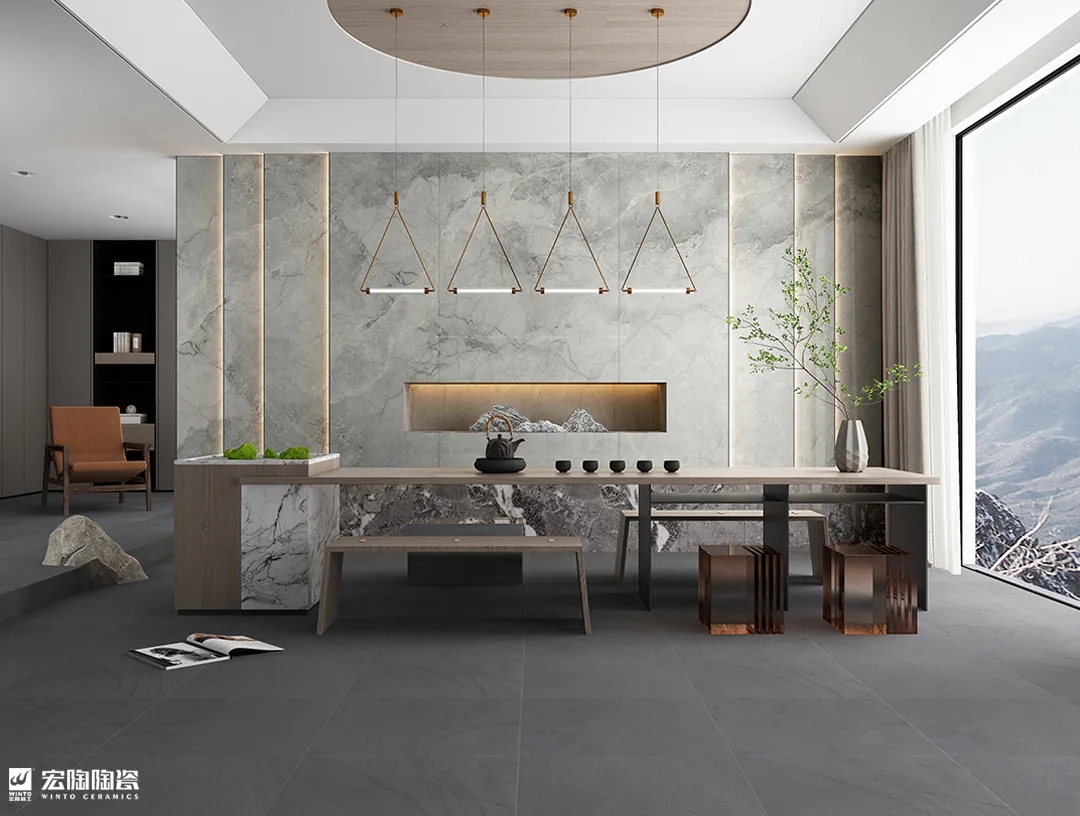 伟德BETVLCTOR1946始于英国伯尔尼石9-TPG2712A022ABC瓷砖地砖1200×2700×9mm新中式风效果图