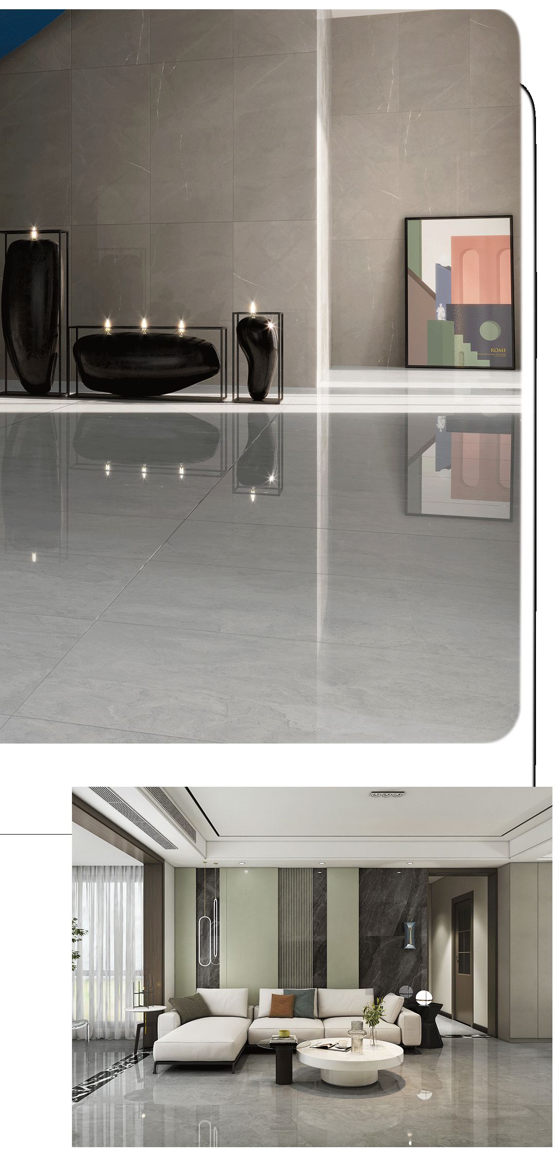 伟德BETVLCTOR1946始于英国900x1800mm陶瓷大板古云灰装修效果图