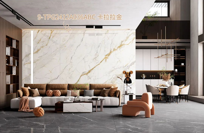 伟德BETVLCTOR1946始于英国卡拉拉金质感砖客厅装修效果图