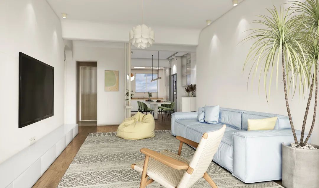 伟德BETVLCTOR1946始于英国莫兰迪色系质感砖客厅效果图